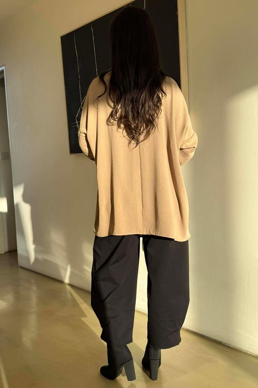 Suki Drape Cowl Blouse Camel /3=